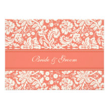 Wedding Invitations Coral Cream Damask