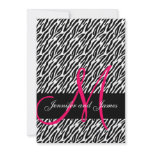 Wedding Invitations Pink Monogram Zebra Pattern