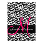 Wedding Invitations Pink Monogram Zebra Pattern