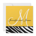 Wedding Invitations Zebra Monogram Names Yellow