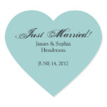 Wedding Just Married! Blue Heart Sticker