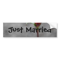 Wedding Just Married  Rosebud Bumper Sticke Bumper Sticker