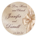 Wedding Lace and Bow Round Stickers