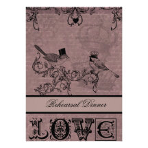 Wedding Love Birds Rehearsal Dinner Invitation
