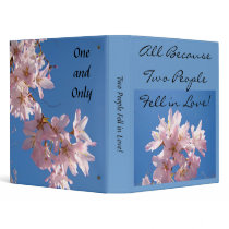 Wedding Love Bridal Binder Blue sky Pink Blossoms