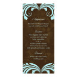 Wedding Menu Cards Floral Antique Rose Brown Blue Customized Rack Card