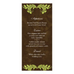 Wedding Menu Cards Floral Antique Rose Brown Lime Rack Card