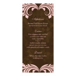 Wedding Menu Cards Floral Antique Rose Brown Pink Custom Rack Cards