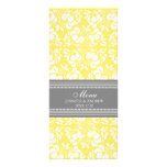 Wedding Menu Lemon Grey Damask Rack Card