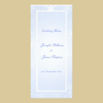 Wedding Menu Template Winter Snowflakes Blue White rack cards