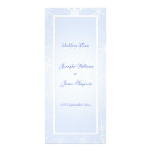 Wedding Menu Template Winter Snowflakes Blue White Custom Rack Card