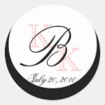 Wedding Monogram B Pink Black Envelope Favour Seal Stickers