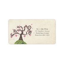 Wedding Monogram Blossom Tree Return Address Label