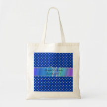 Wedding monogram blue diamonds canvas bags