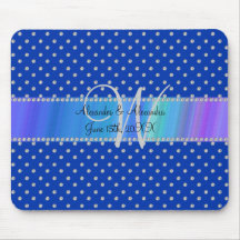Wedding monogram blue diamonds mousepad