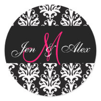 Wedding Monogram Bride Groom Pink Black Sticker