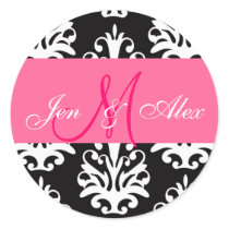 Wedding Monogram Bride Groom Pink Sticker