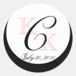 Wedding Monogram C Pink Black Envelope Favour Seal Sticker