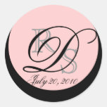 Wedding Monogram D Pink Envelope and Favour Seal Round Stickers