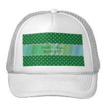 Wedding monogram green diamonds hat