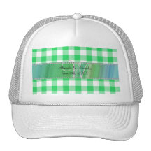 Wedding monogram green gingham checkers mesh hat