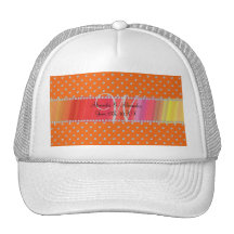Wedding monogram orange diamonds mesh hat