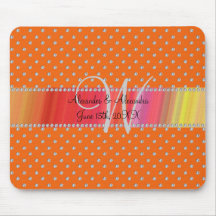 Wedding monogram orange diamonds mousepads
