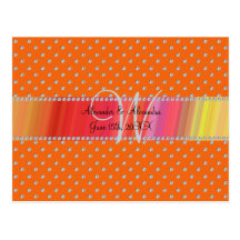 Wedding monogram orange diamonds post cards