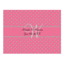 Wedding monogram pink diamonds post card