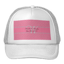 Wedding monogram pink diamonds trucker hat