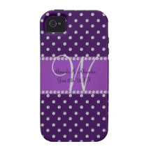 Wedding monogram purple diamonds iPhone 4/4S cases