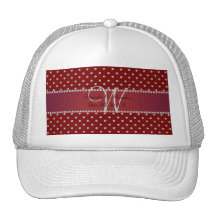 Wedding monogram red diamonds hats