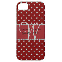 Wedding monogram red diamonds iPhone 5 case