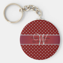 Wedding monogram red diamonds key chain