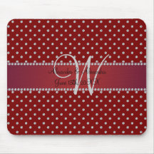 Wedding monogram red diamonds mousepads