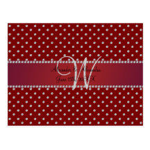 Wedding monogram red diamonds postcards