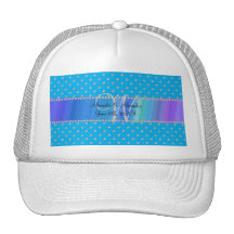 Wedding monogram sky blue diamonds hat