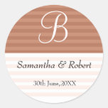 Wedding Monogram Stickers:Brown Stripes