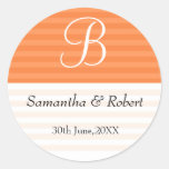 Wedding Monogram Stickers:Orange Stripes