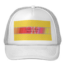 Wedding monogram yellow diamonds mesh hat