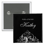 Wedding Name Tag Button Black Architecture