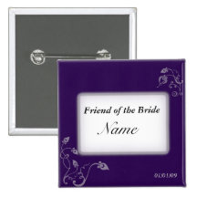 Wedding name tag - Puple vines Button