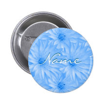 Wedding name tags - customizable blue lilly pinback button