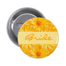 Wedding name tags - customizable yellow badges pinback button
