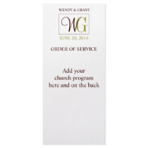 Wedding Order of Service Monogram Logo Full Colour Rack Card