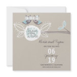 Wedding Owls on Branch Save The Date Announcement invitations