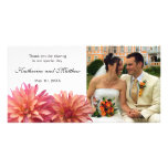 Wedding Painted Pink and Coral Dahlia Flower Custom Photo Card