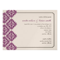 Wedding Party Damask Plum Purple Invitation invitations