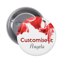 Wedding party red and white orchids button