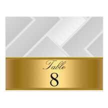 Wedding Party Table Numbers White Gold Postcards